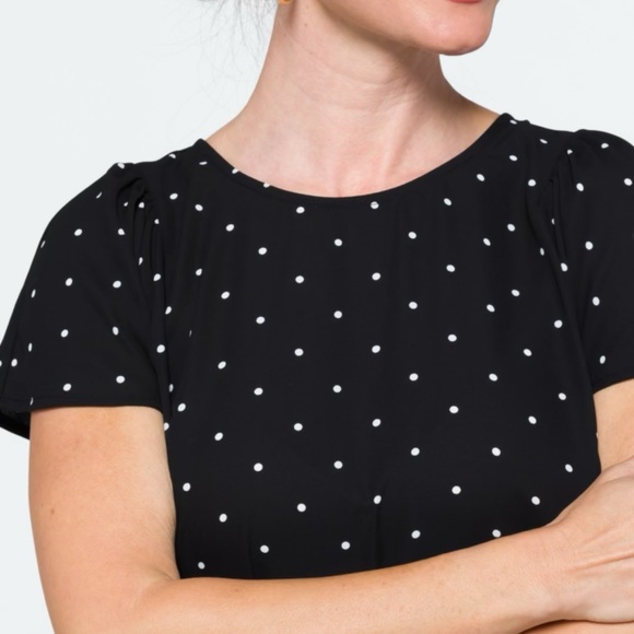 CeCe Black and White Polka Dot Blouse - Picture 4 of 4